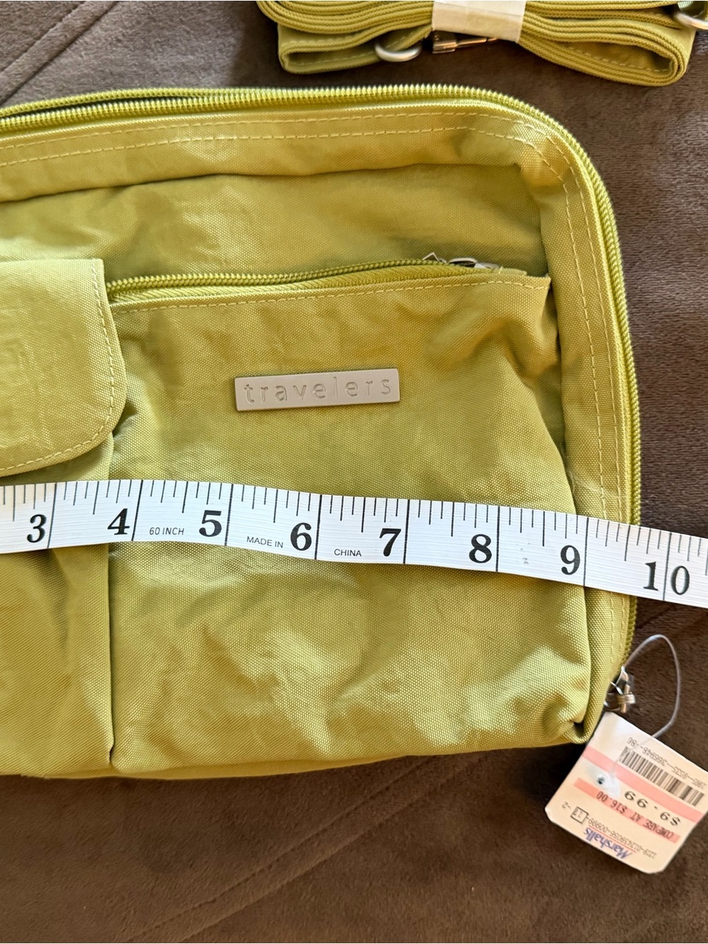 Travelers Lime Green Crossbody Bag with Adjustable Strap - Picture 8 of 9
